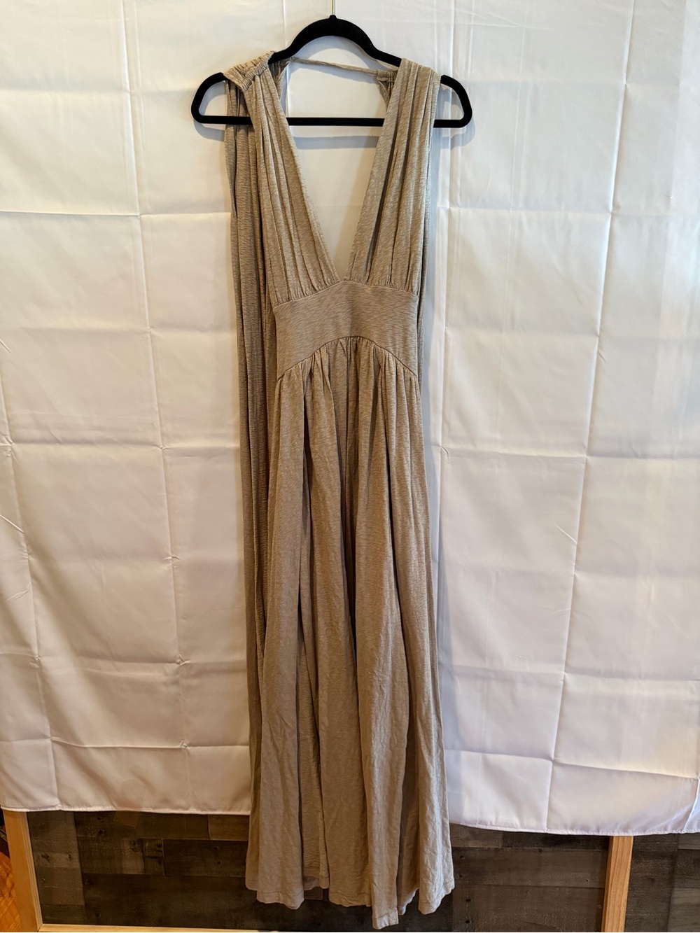 Free People Beach women’s Sleeveless V-Neck Maxi Dress in Taupe color